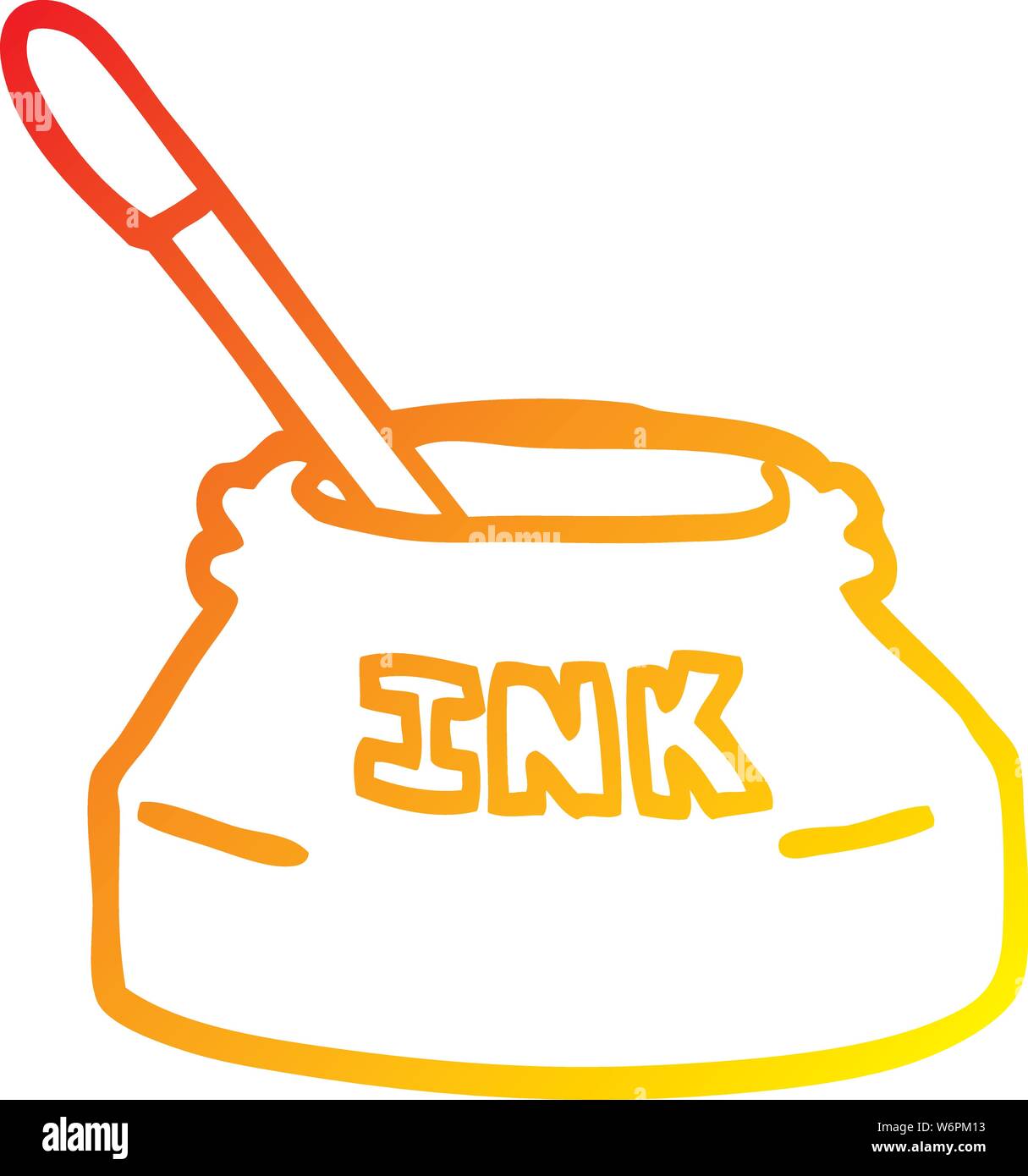Warm Gradient Line Drawing Of A Cartoon Ink Pot Stock Vector Image Art Alamy