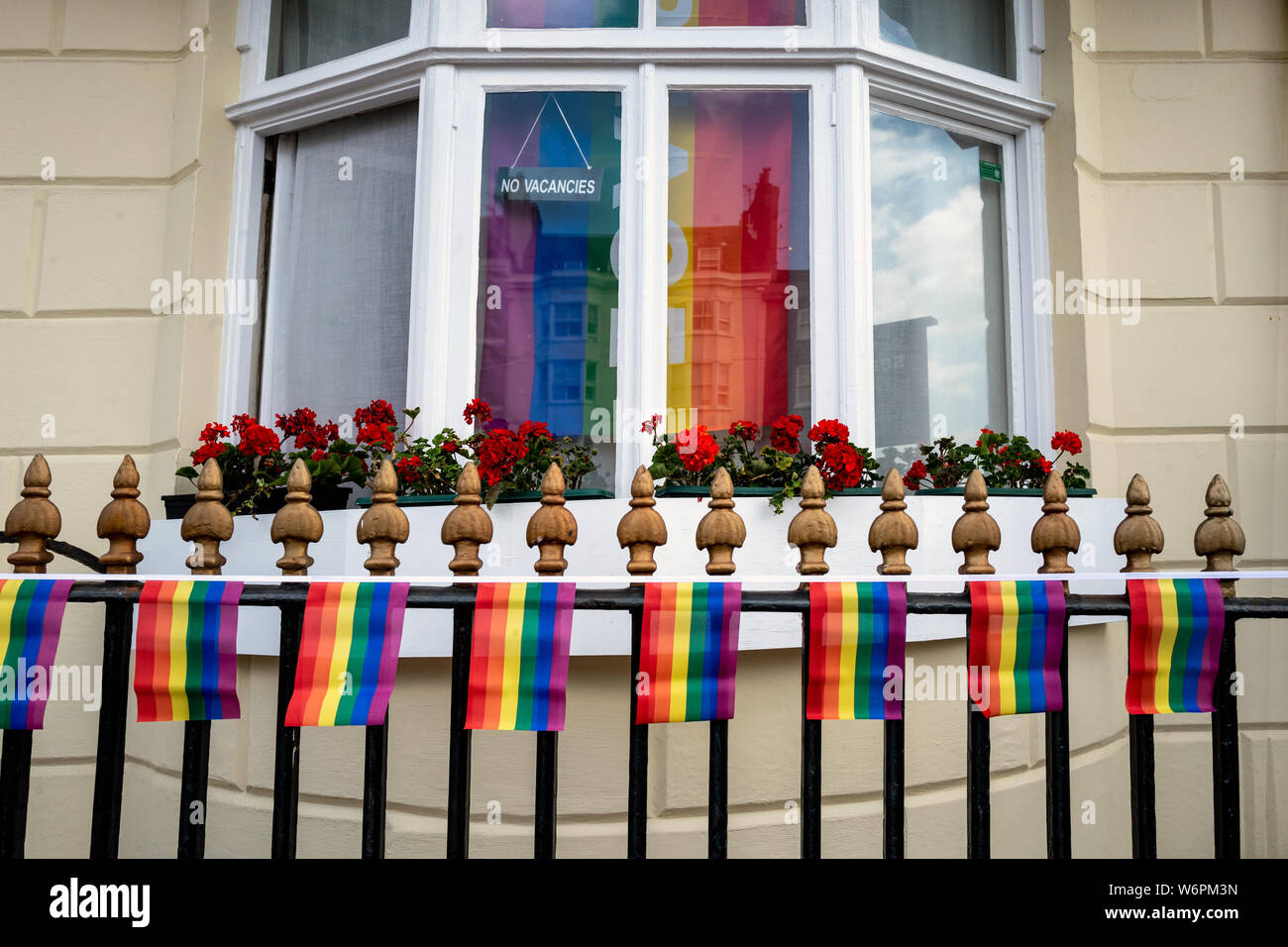 Brighton, Sussex, UK. 2nd Aug, 2019. Preparations for this weekend's Pride celebrations in Brighton Credit: Andrew Hasson/Alamy Live News Stock Photo