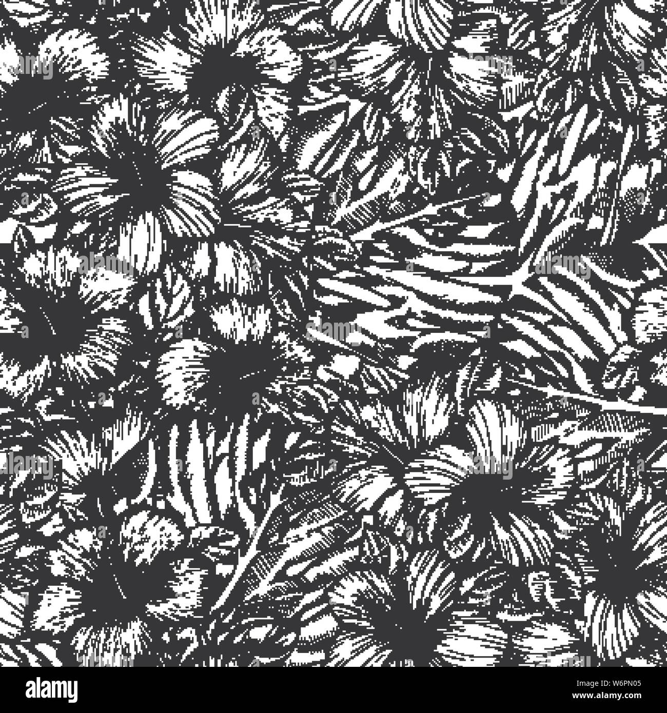 Hand Drawn Hibiscus Print Floor Mat