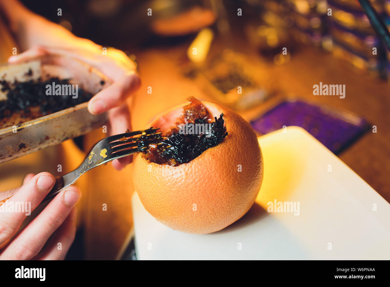 Process of making hookah for smoking. concept of smoking a hookah and