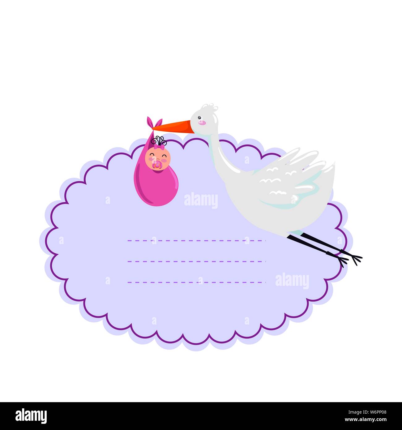 baby shower card with stork and little newborn Stock Vector Image & Art ...