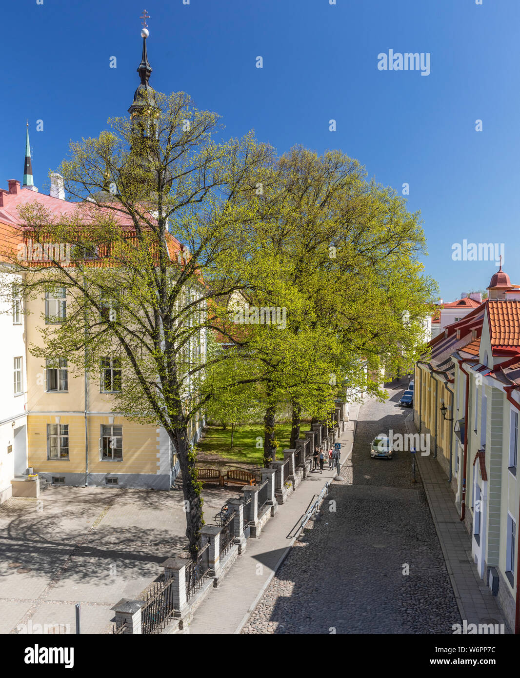 View of Gustav Adolphus (Gustav Adolfi) Training Center and Gymnasium, Old Town, Tallinn, Estonia on a Sunny Spring Day Stock Photo