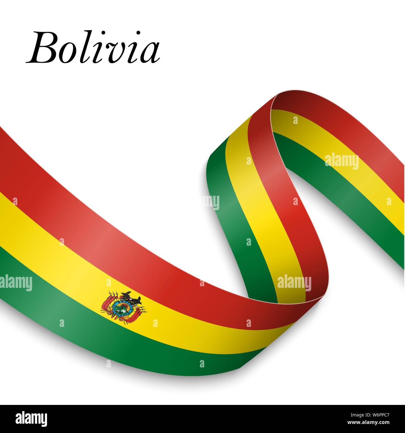 Waving ribbon or banner with flag of Bolivia. Template for independence ...