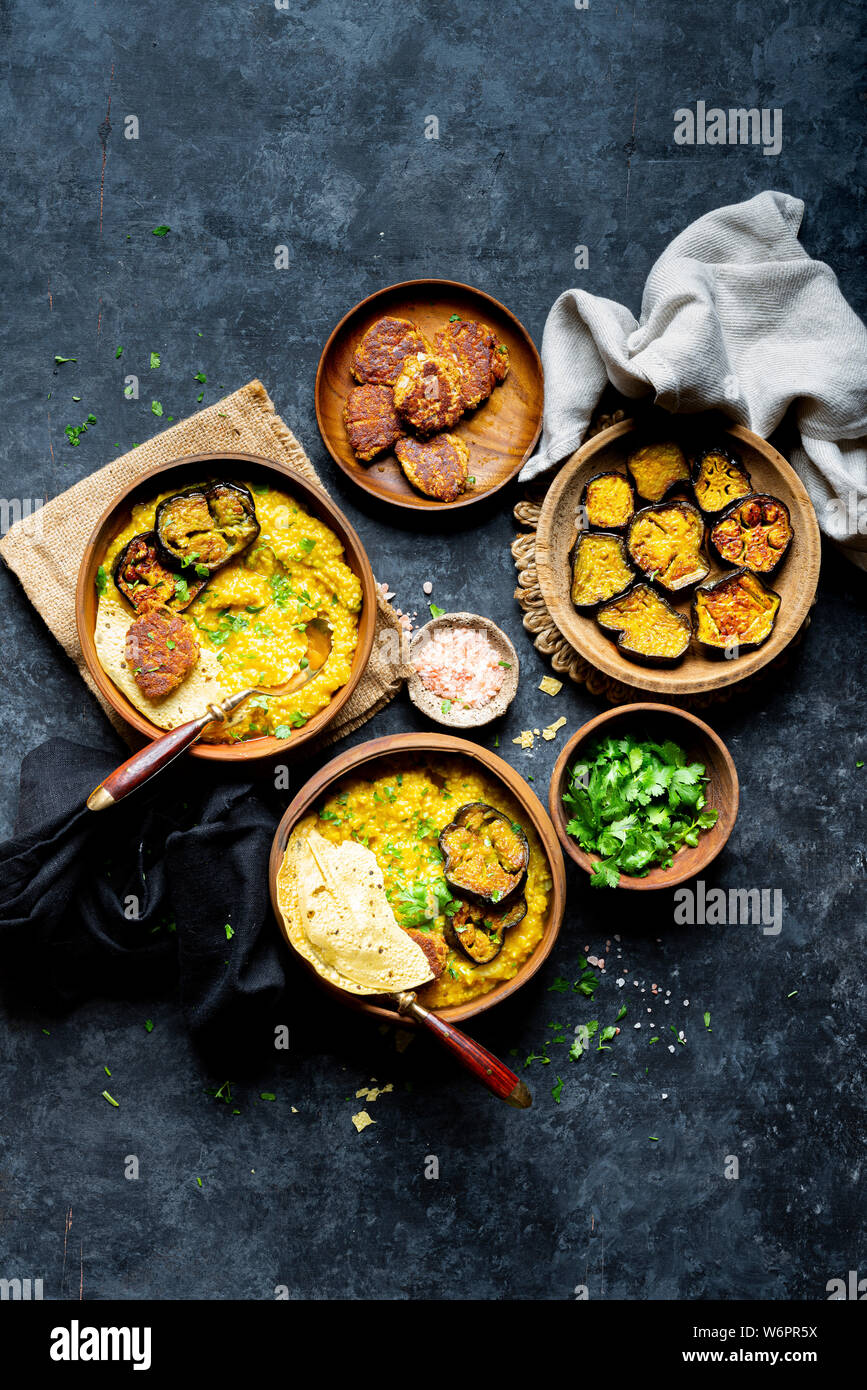 Bengali Khichdi Lentil, Millet Soup a Glutenfree Vegan meal served
