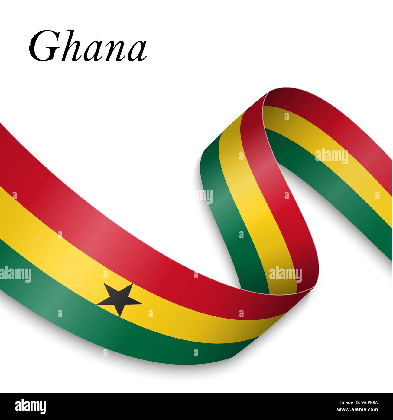 Waving Ribbon Or Banner With Flag Of Ghana Template For