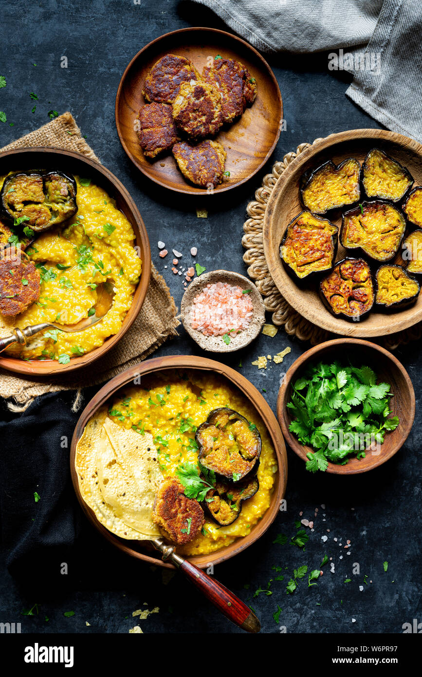 Bengali Khichdi Lentil, Millet Soup a Glutenfree Vegan meal served