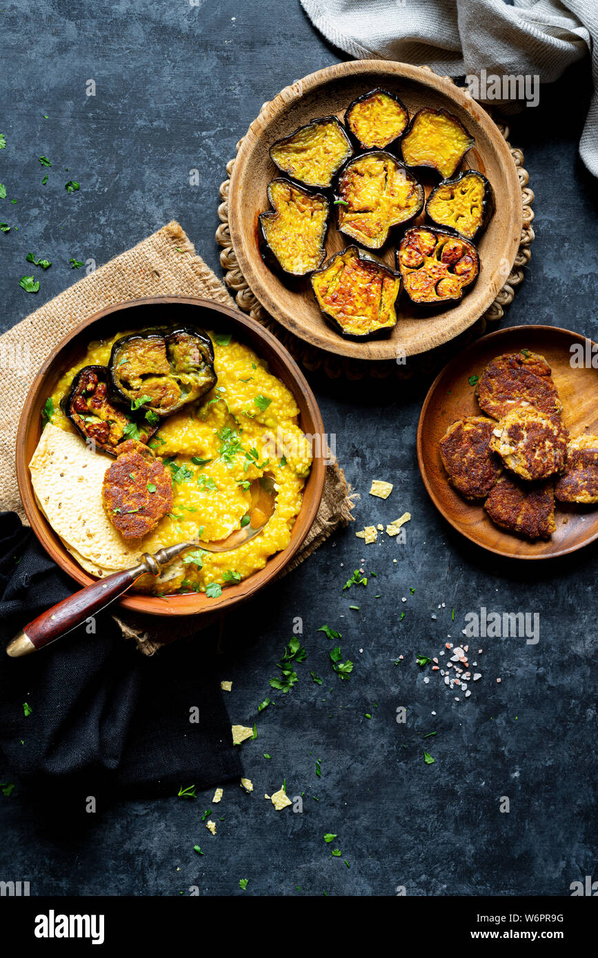 Bengali Khichdi Lentil, Millet Soup a Glutenfree Vegan meal served