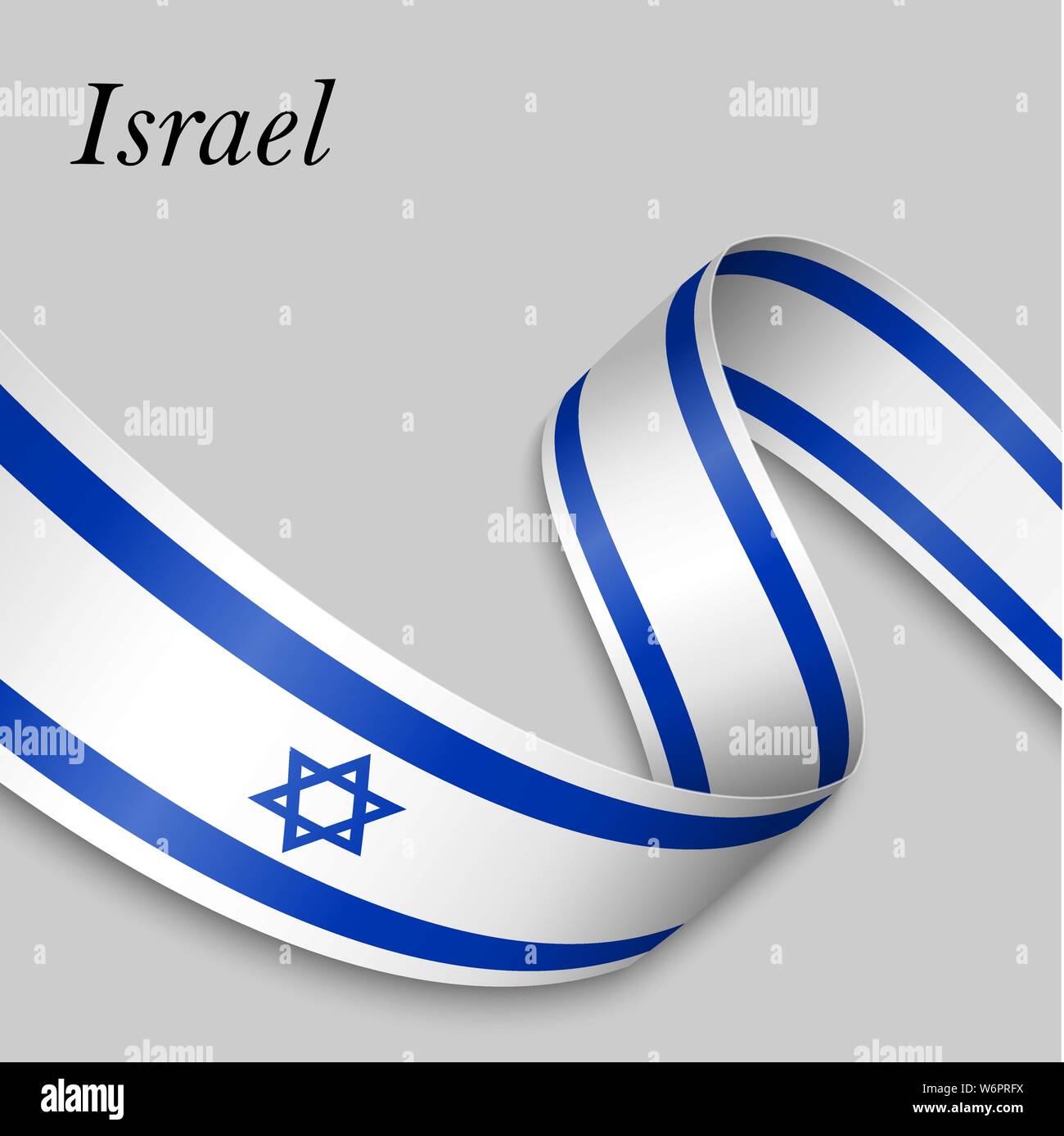 Waving ribbon or banner with flag of Israel. Template for independence ...
