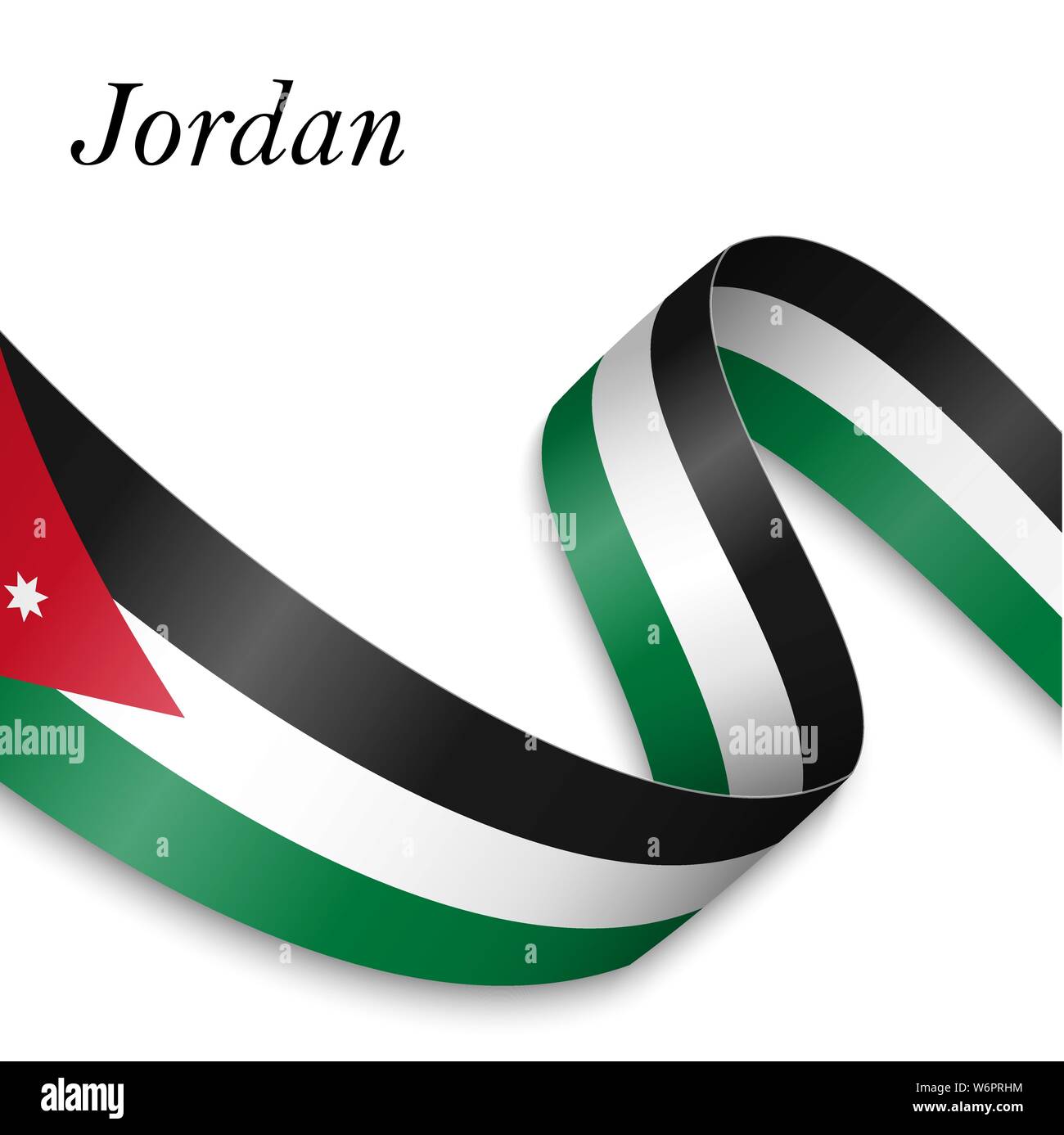 Waving ribbon or banner with flag of Jordan. Template for independence ...