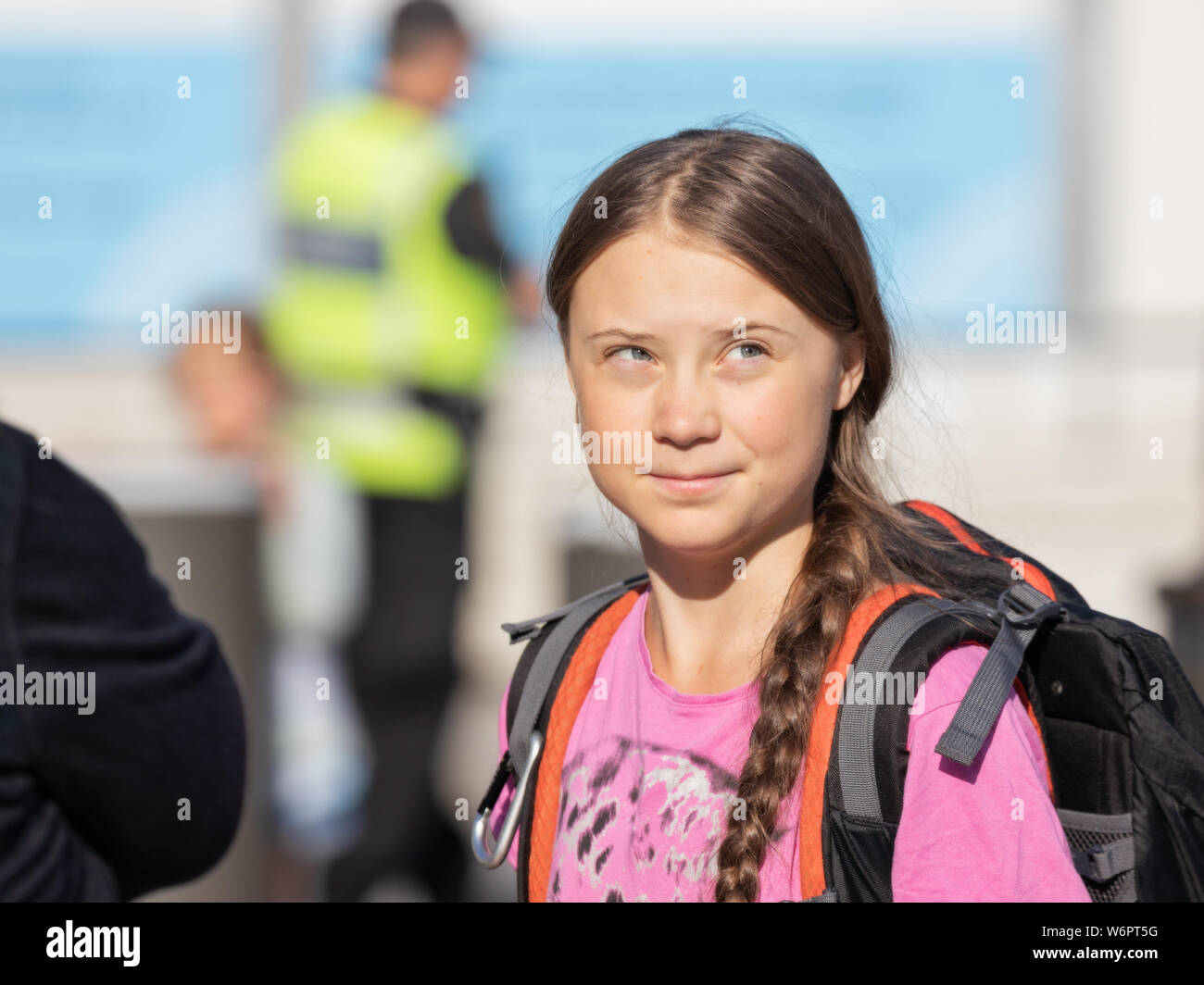 Stockholm, Sweden. 2 August, 2019. 16-year-old Swedish climate activist  Greta Thunberg last demonstration in Stockholm on Fridays before going to  the Stock Photo - Alamy