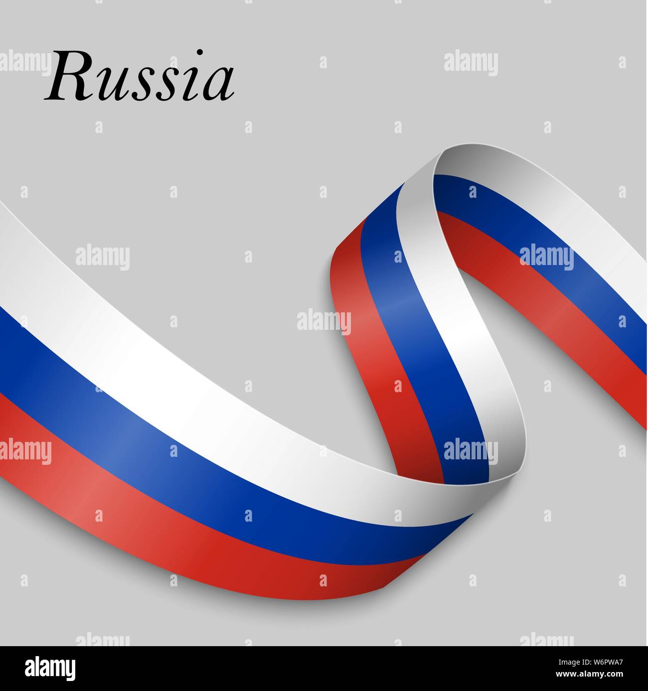 Waving Ribbon Or Banner With Flag Of Russia Template For