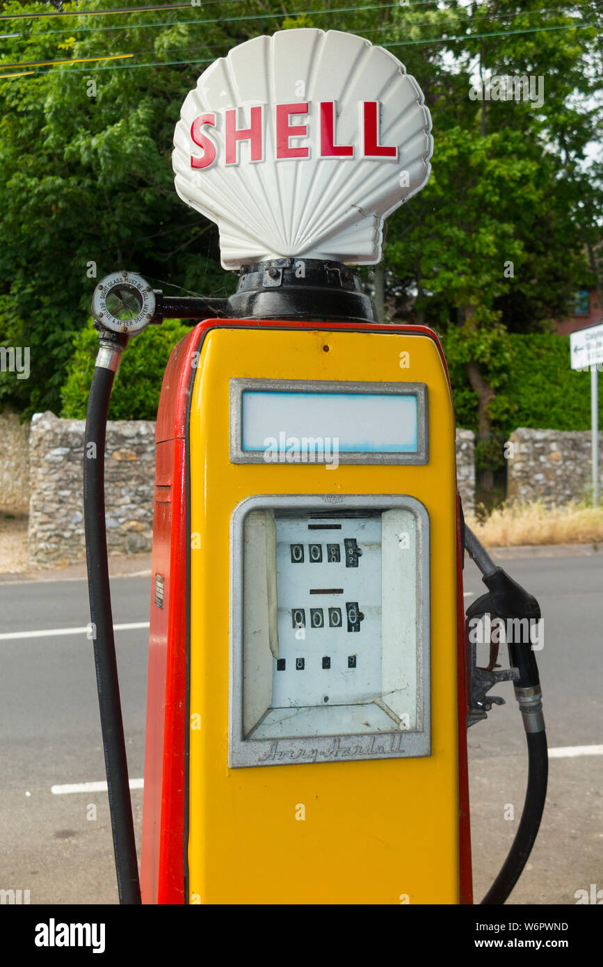 Old vintage petrol on an old garage forecourt. UK (110 Stock -