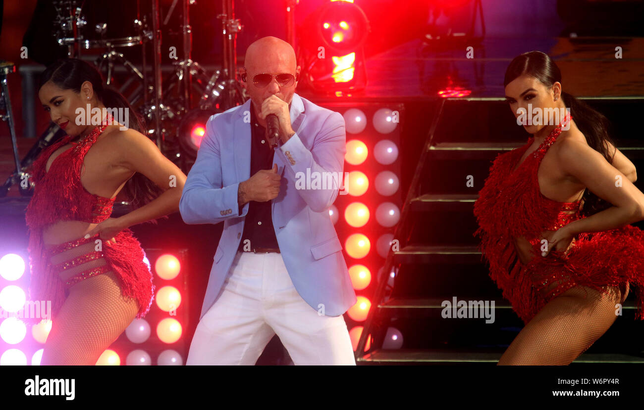 https www alamy com august 2 2019 new york city new york usa singer pitbull performs on good morning america in central park credit image nancy kaszermanzuma wire image262347703 html