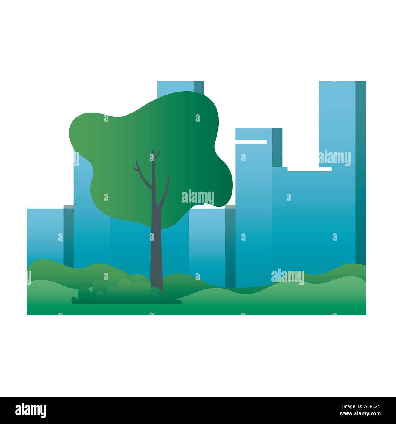 park with cityscape buildings scene Stock Vector Image & Art - Alamy