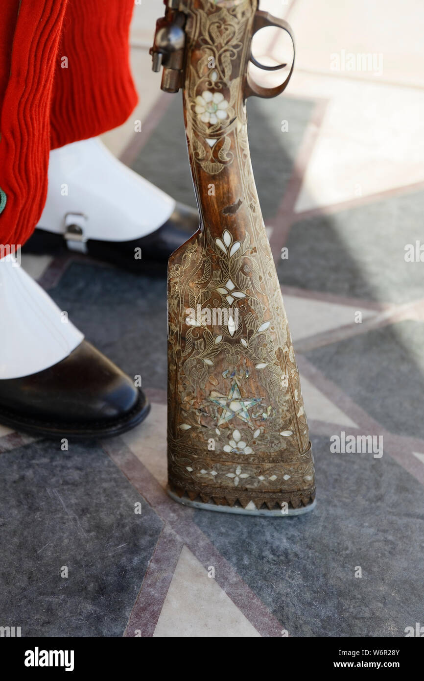 Guards at the mausoleum of King Mohammed V in Rabat, Morocco. Stock Photo