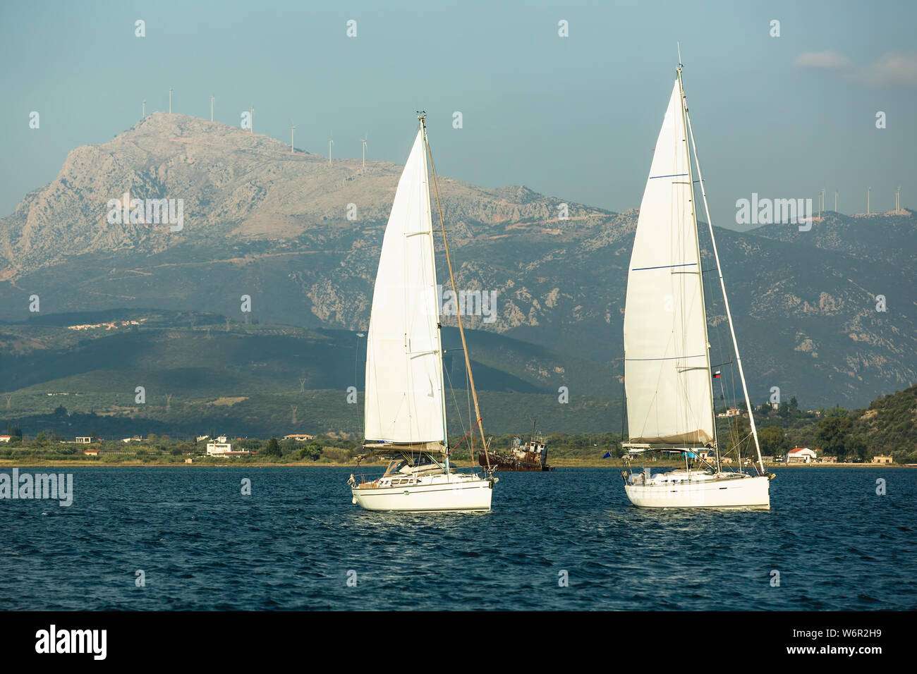 Sailing yacht boats regatta at the Aegean Sea - Greece Stock Photo - Alamy