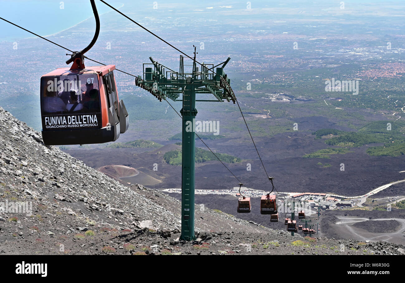 Mount Etna Funivia dell'Etna (cablecar) an active volcano on the east coast  of Sicily, Italy Stock Photo - Alamy