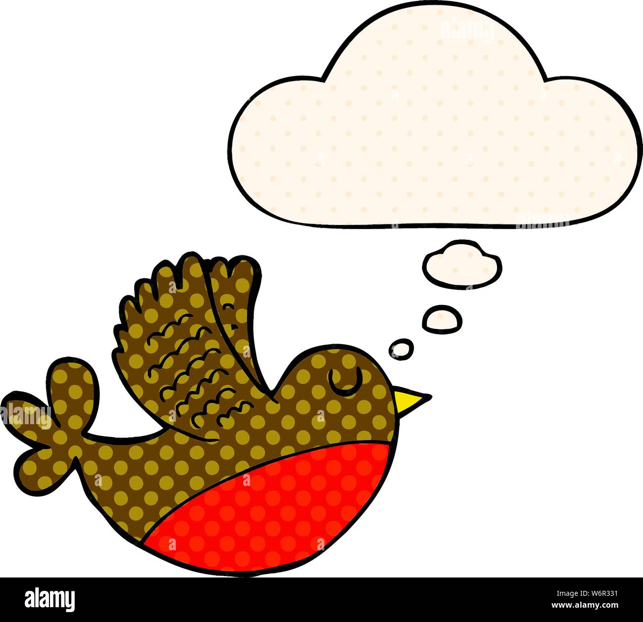 cartoon flying bird with thought bubble in comic book style Stock ...