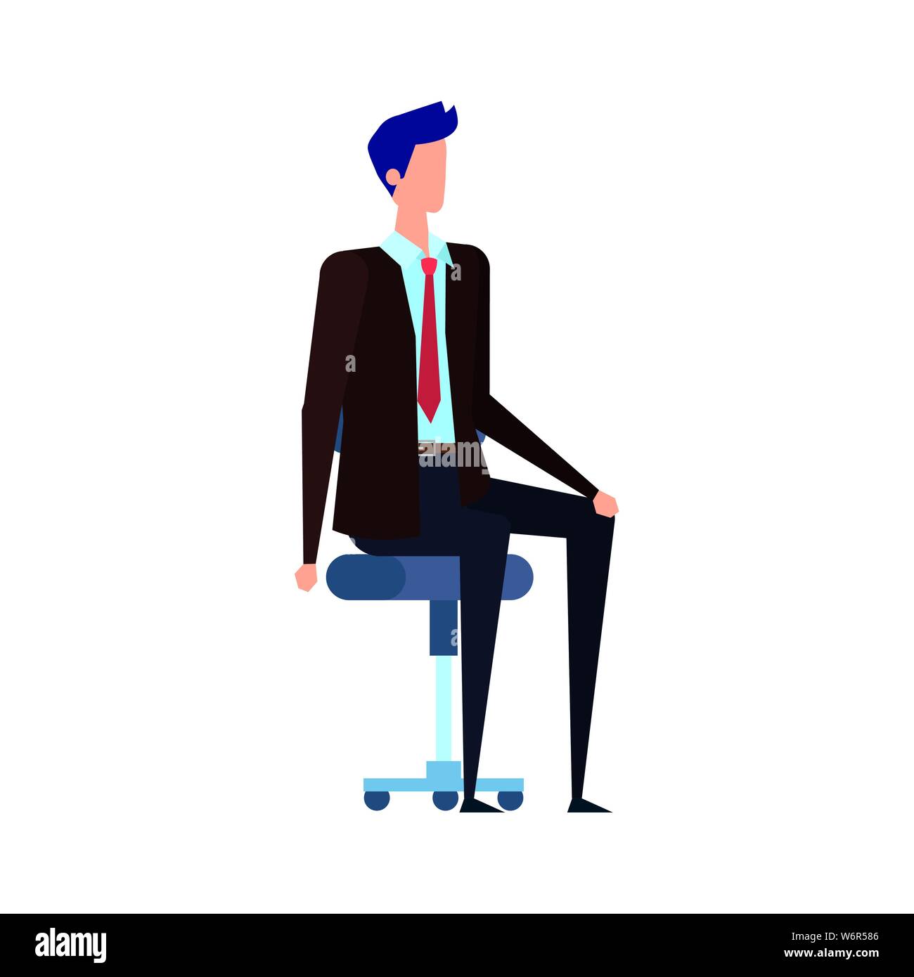elegant businessman worker seated in office chair Stock Vector Image ...