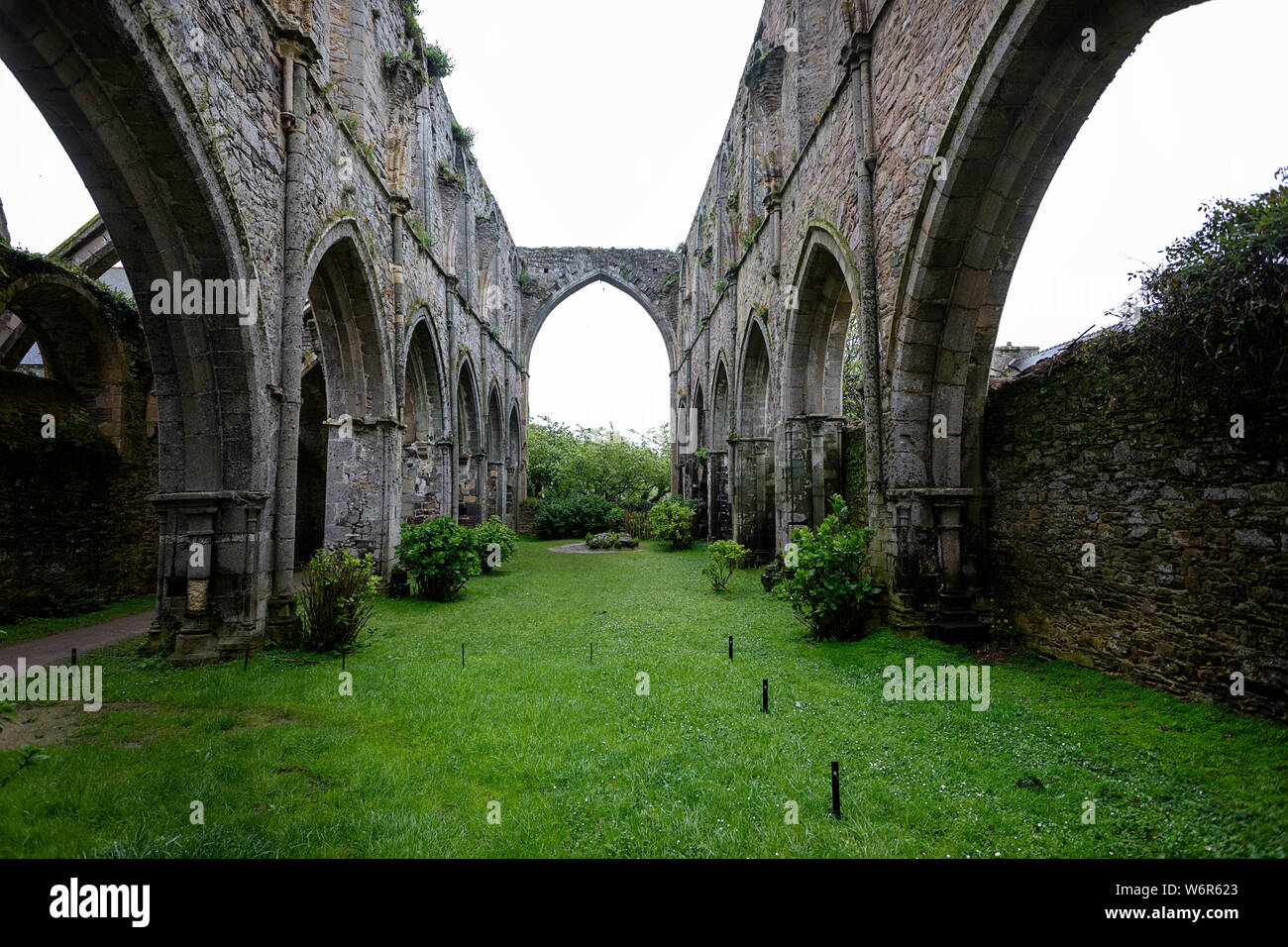 Interior of ruins of the abbey of Beauport in Paimpol, Brittany, France Stock Photo