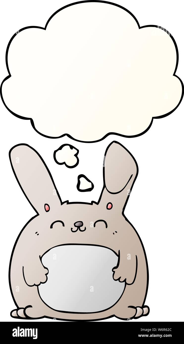 cartoon rabbit with thought bubble in smooth gradient style Stock ...