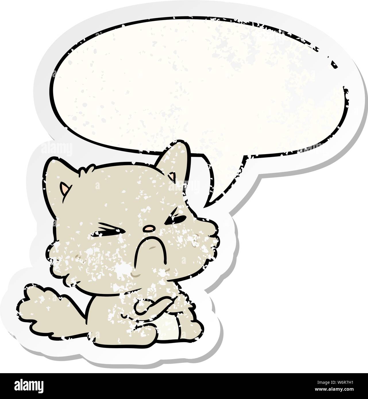 cute cartoon angry cat with speech bubble sticker Stock Vector Image & Art  - Alamy