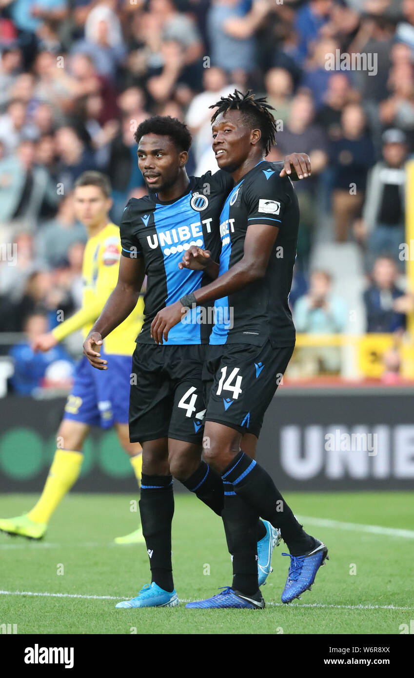 Brugge Belgium August 02 David Okereke Of Club Brugge Celebrates After Scoring A Goal During The Jupiler Pro League Match Day 2 Between Club Brugge And Stvv On August 02 2019