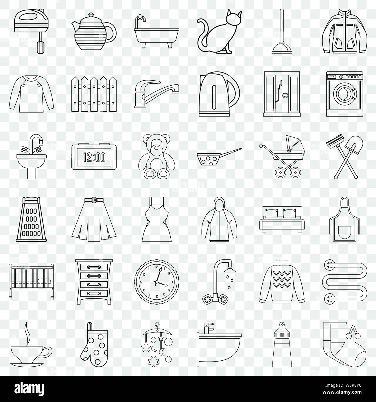 Furniture icons set, outline style Stock Vector Image & Art - Alamy