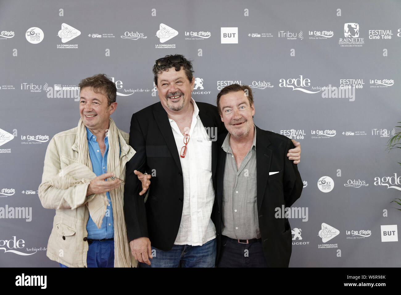 Cap of Agde, France.22th June, 2019. Frédéric Bouraly, Pascale d'inca,Philippe Duquesne (R) attend The Herault Cinema and Television Festival in Agde Stock Photo