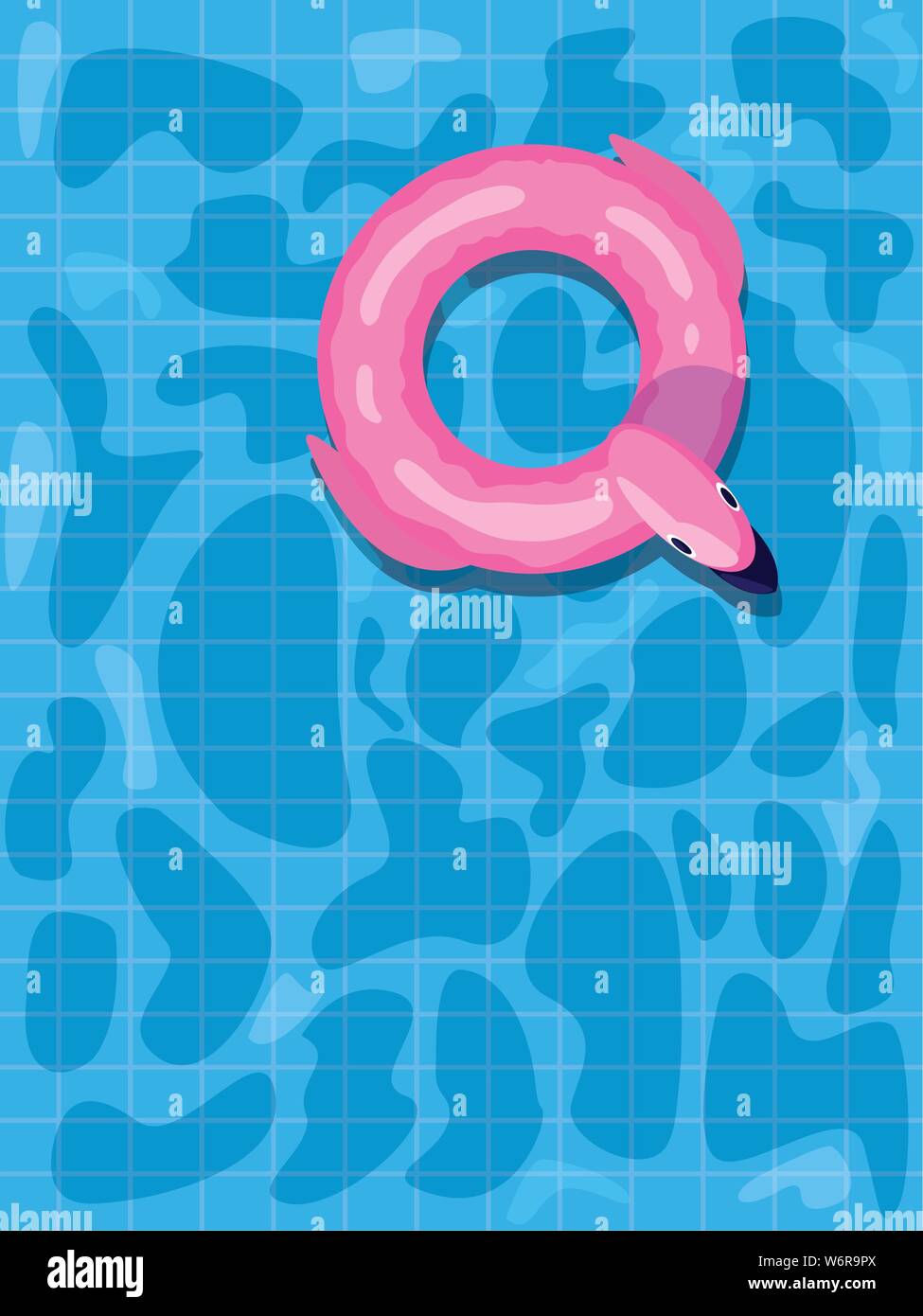 flamingo float in the pool - summer time vacation vector illustration ...
