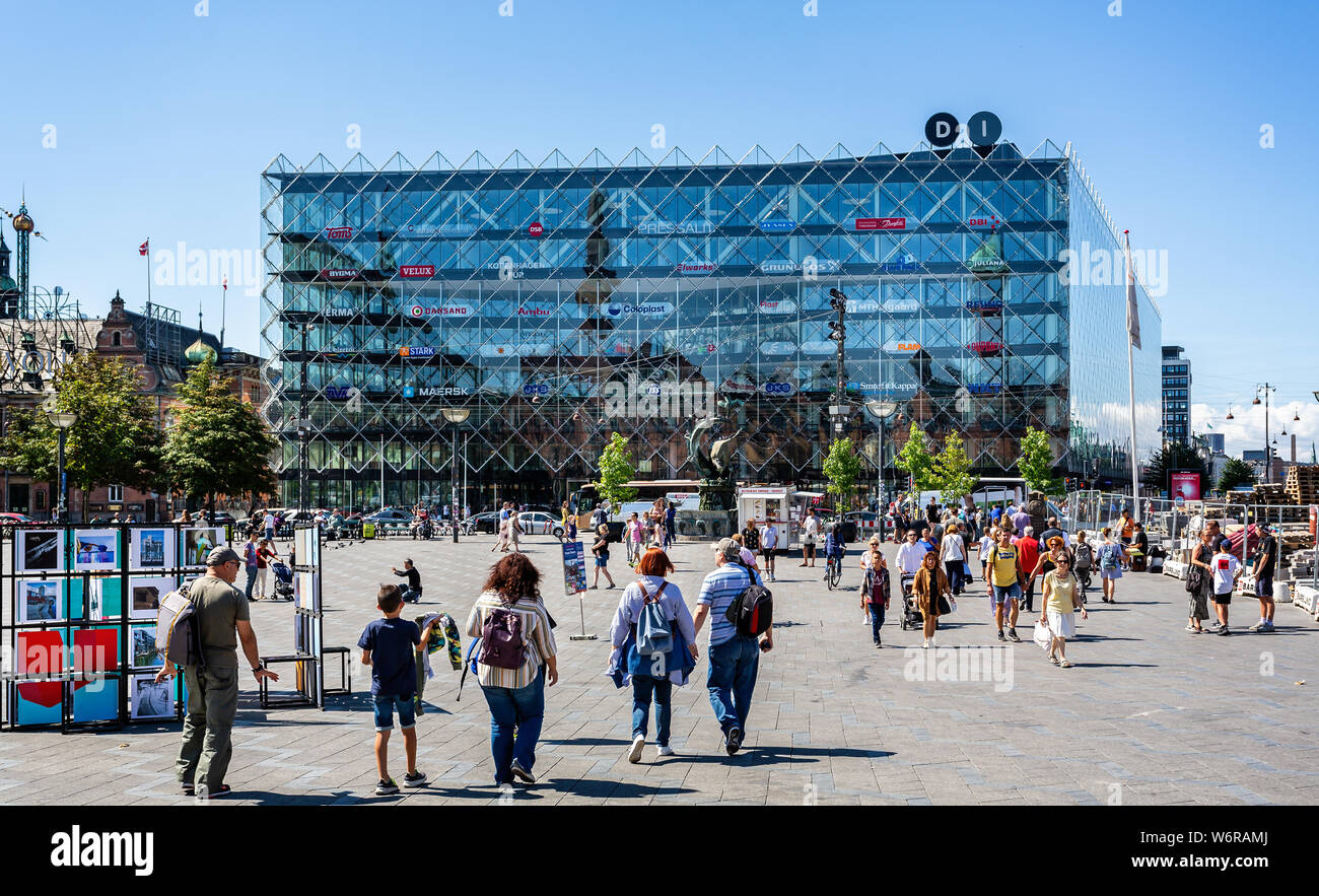 Large glass fronted modern building on City Hall Square in Copenhagen, Denmark on 18 July 2019 Stock Photo
