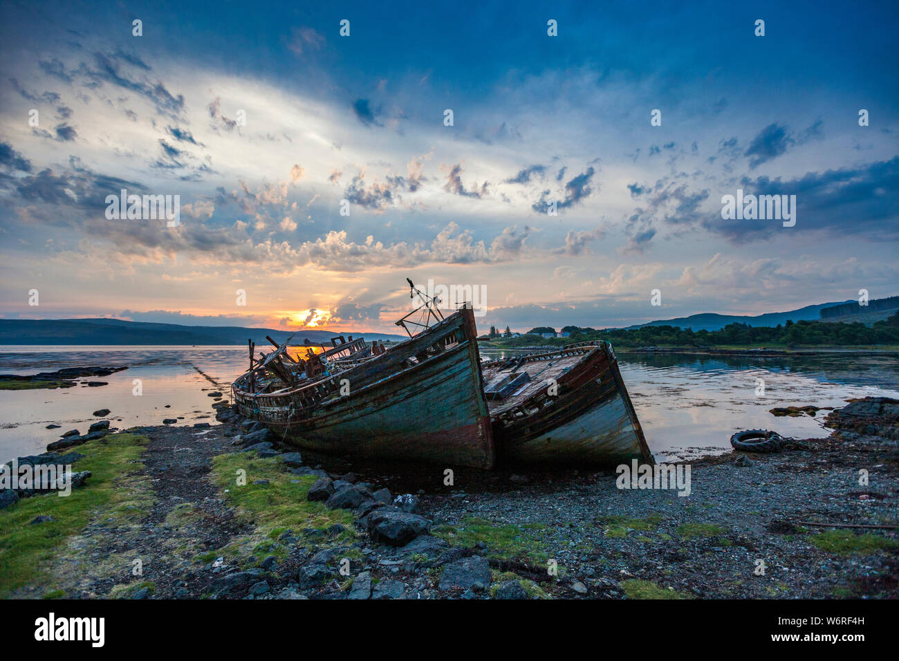 Shipwrecks in the Morning Sun on the Isle of Mull, Scotland Stock Photo