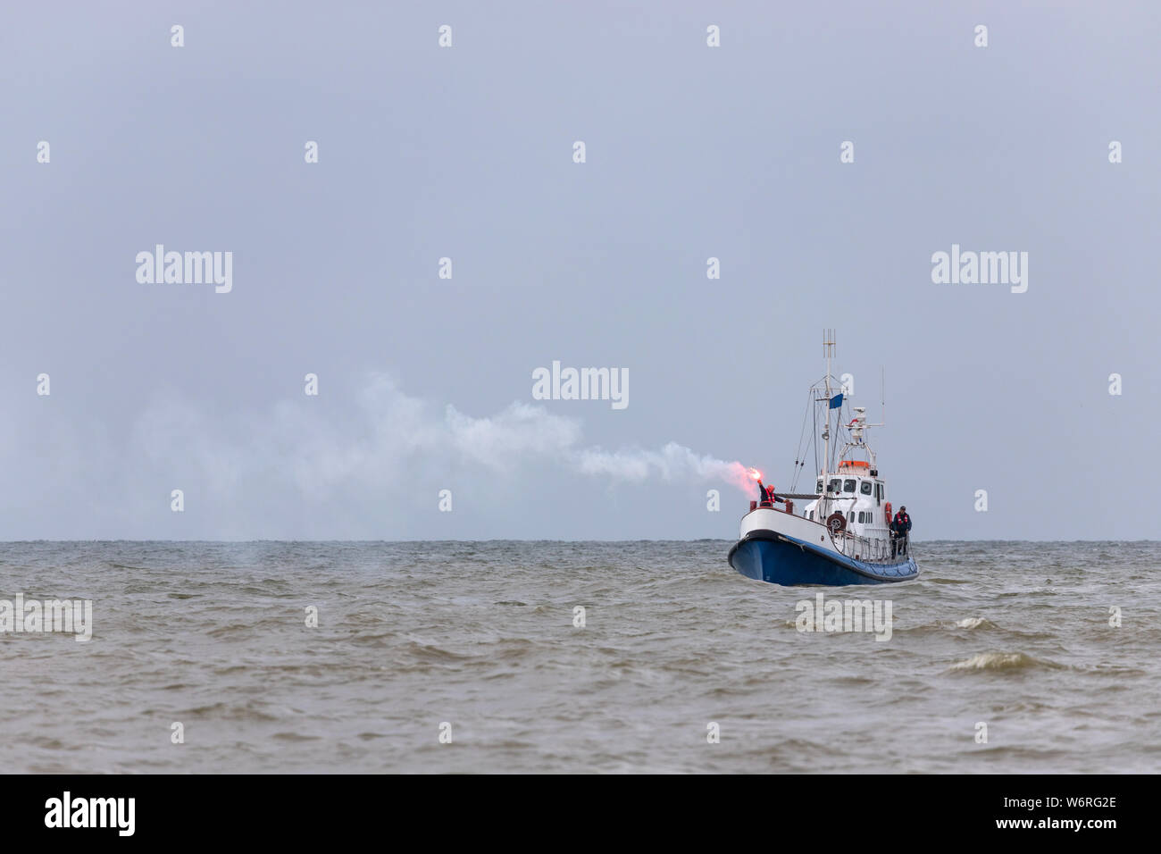visual signal showing ship in distress Stock Photo