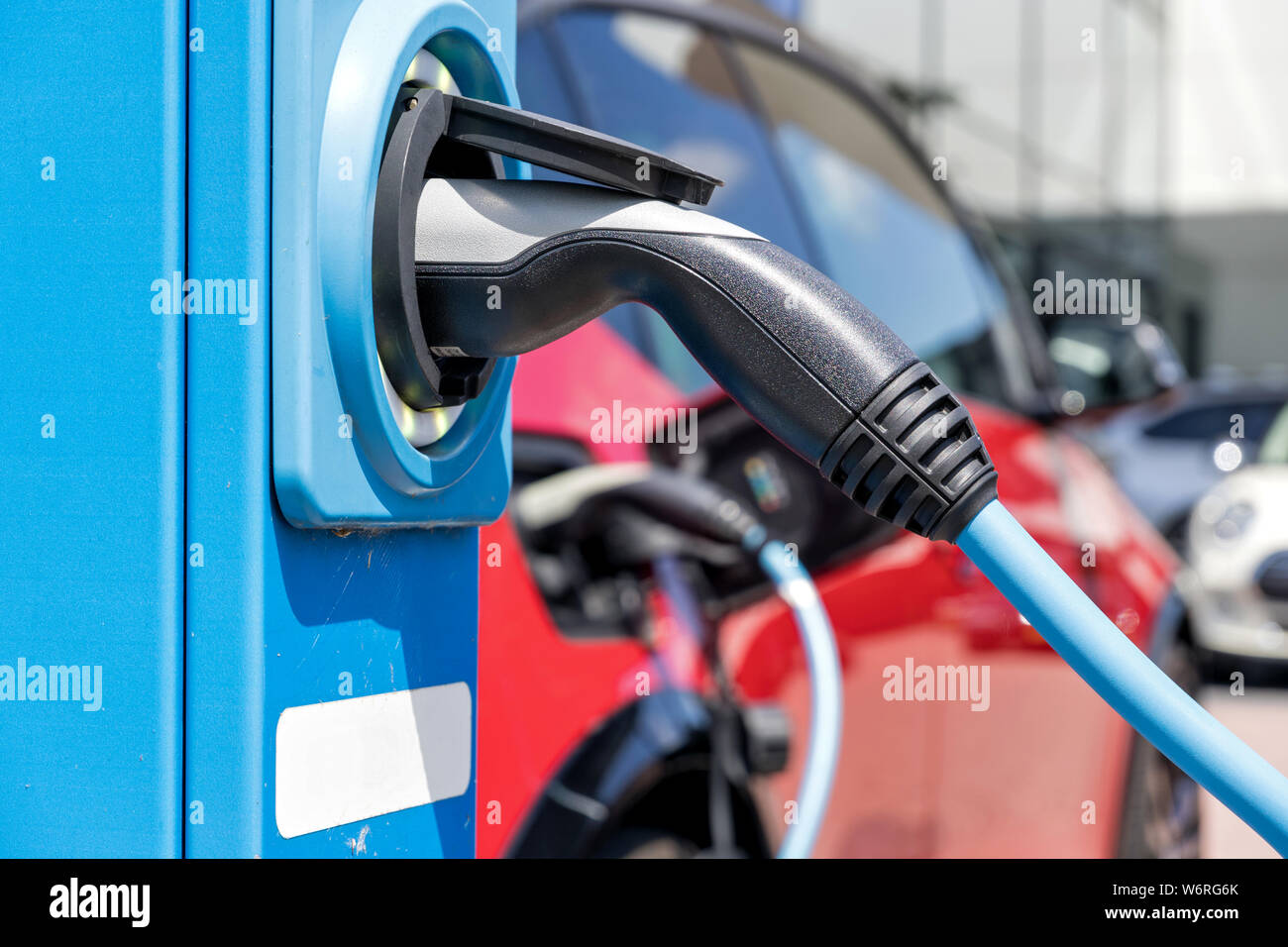 electric car battery being charged Stock Photo Alamy