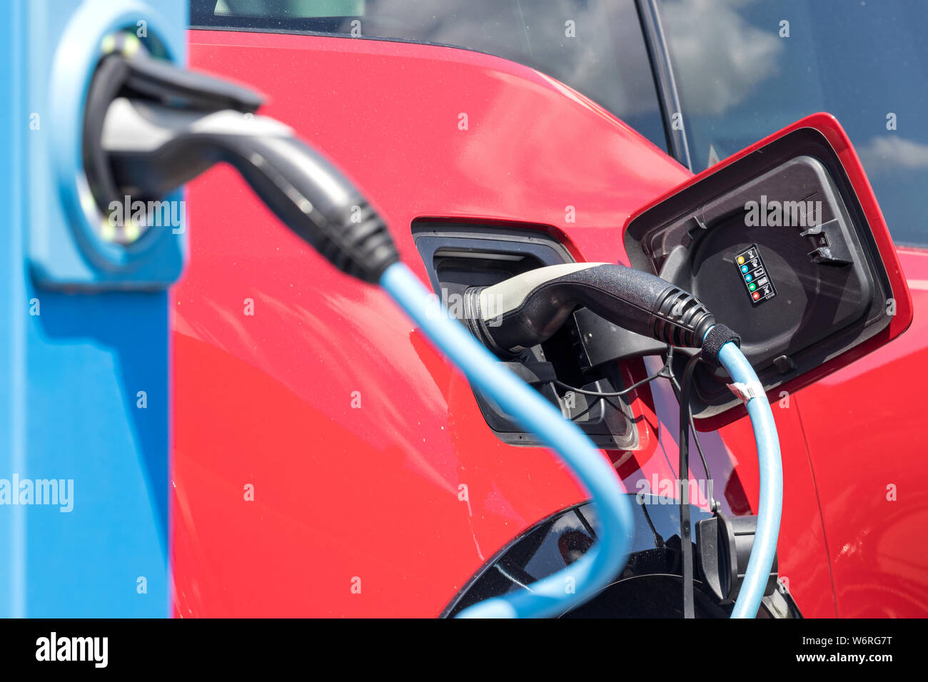 electric car battery being charged Stock Photo Alamy