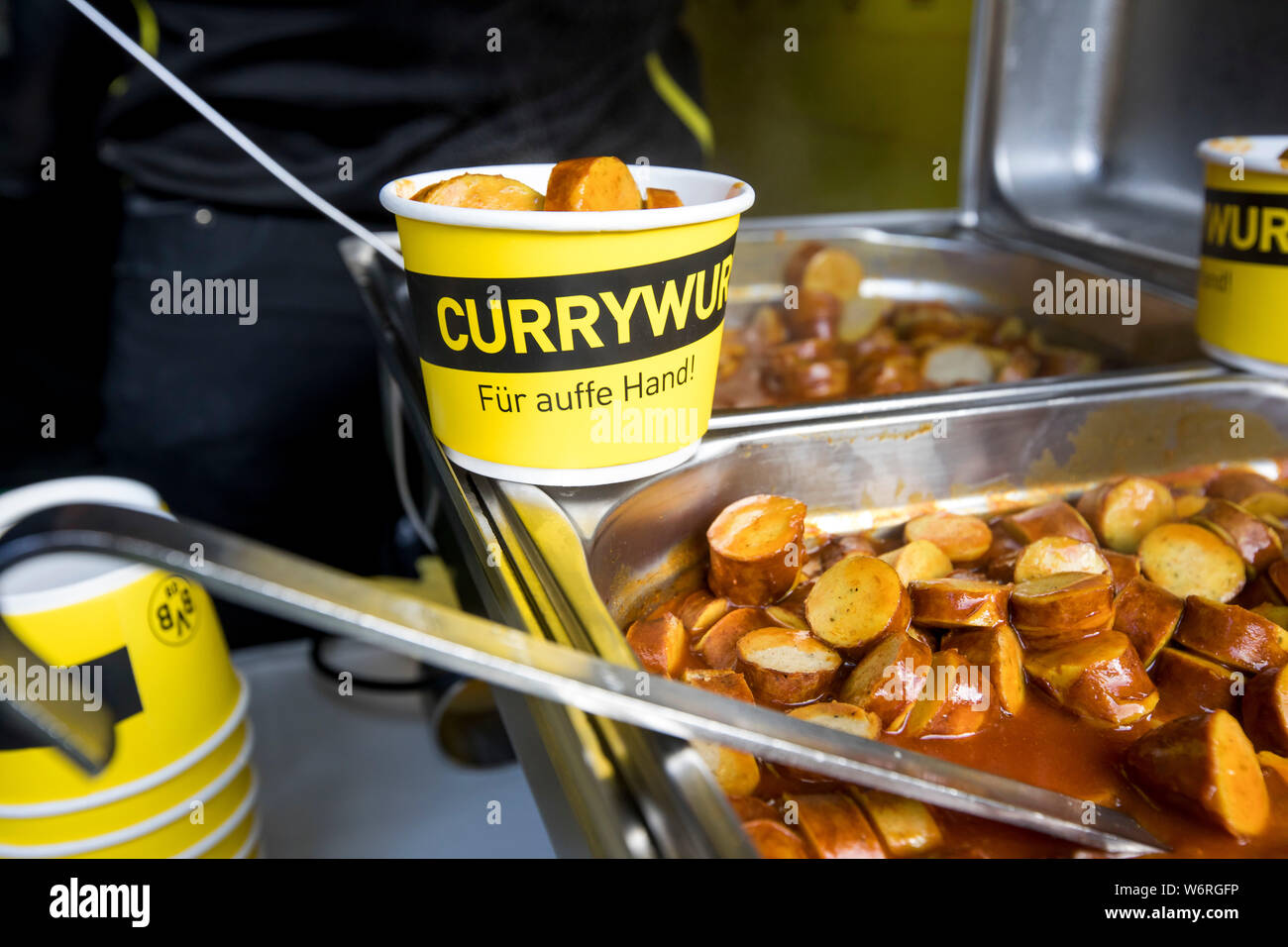 Currywurst, Stadtionwurst, at Signal-Iduna Park, BVB Borussia Dortmund, Westfalen Stadion, Stock Photo
