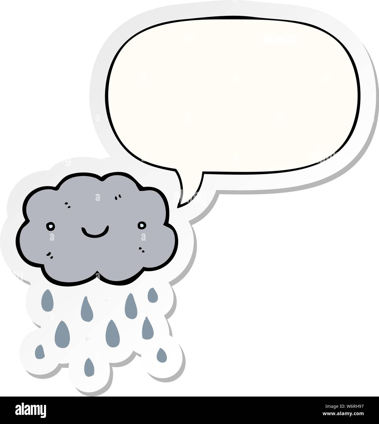 cute cartoon cloud with speech bubble sticker Stock Vector Image & Art ...