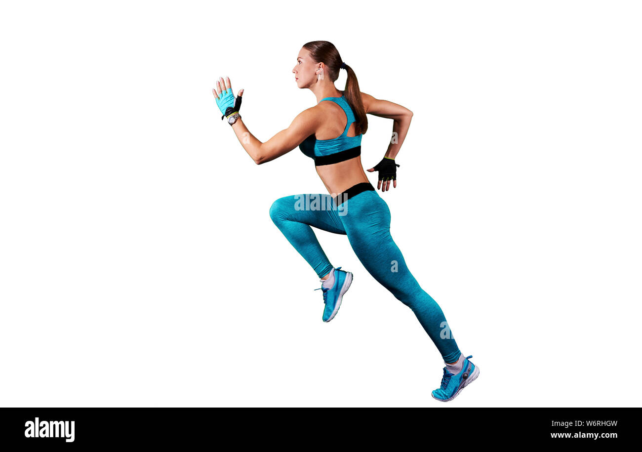 sporty girl on white background Stock Photo - Alamy