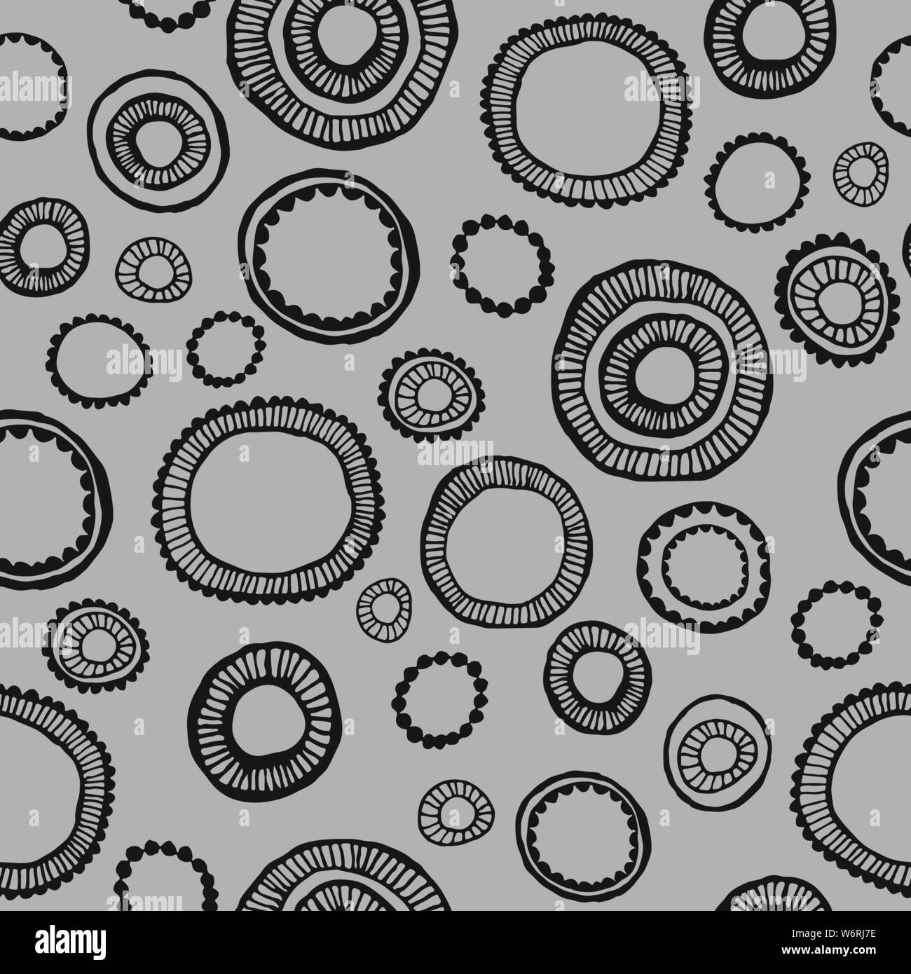 Seamless hand drawn pattern with circles. Vector illustration Stock Vector