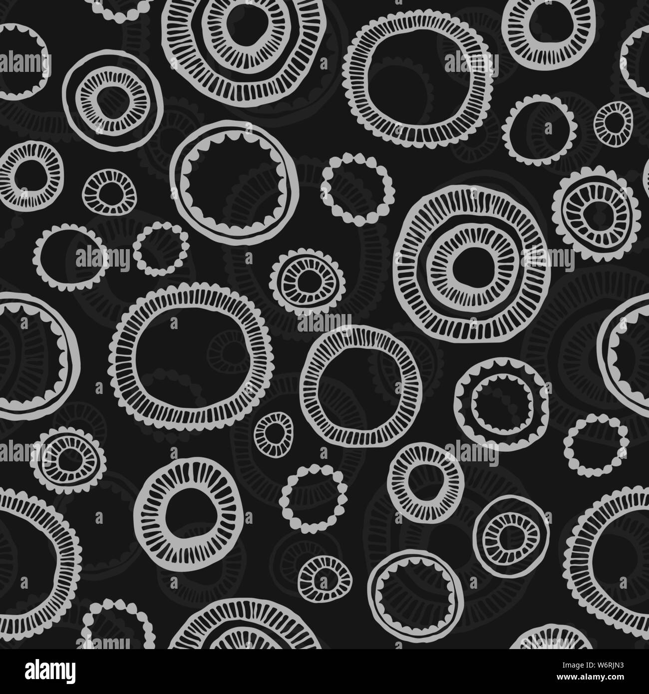 Seamless hand drawn pattern with circles. Vector illustration Stock Vector