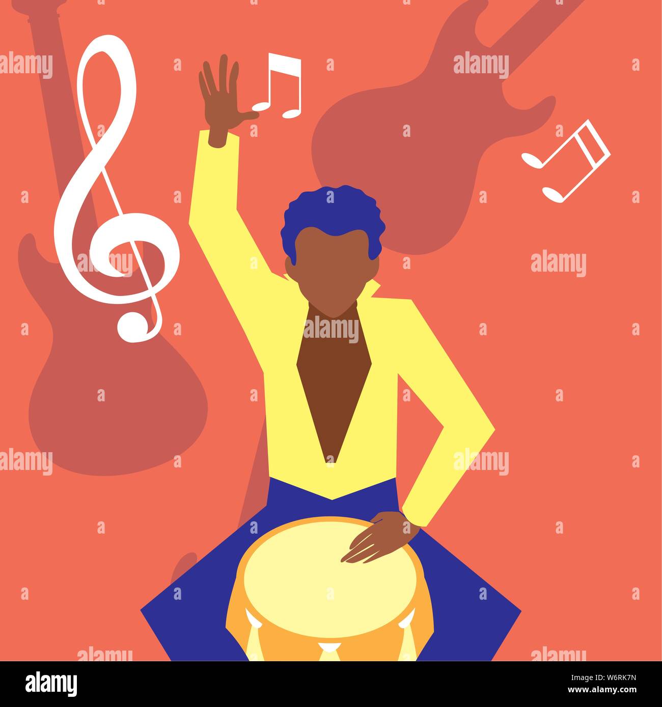 musician man drum playing music design vector illustration Stock Vector ...