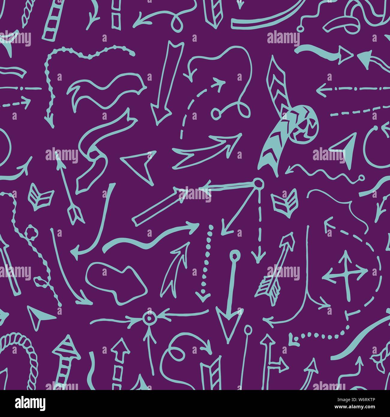 Seamless background with hand drawn arrows made in vector. Sketch style pattern. Stock Vector