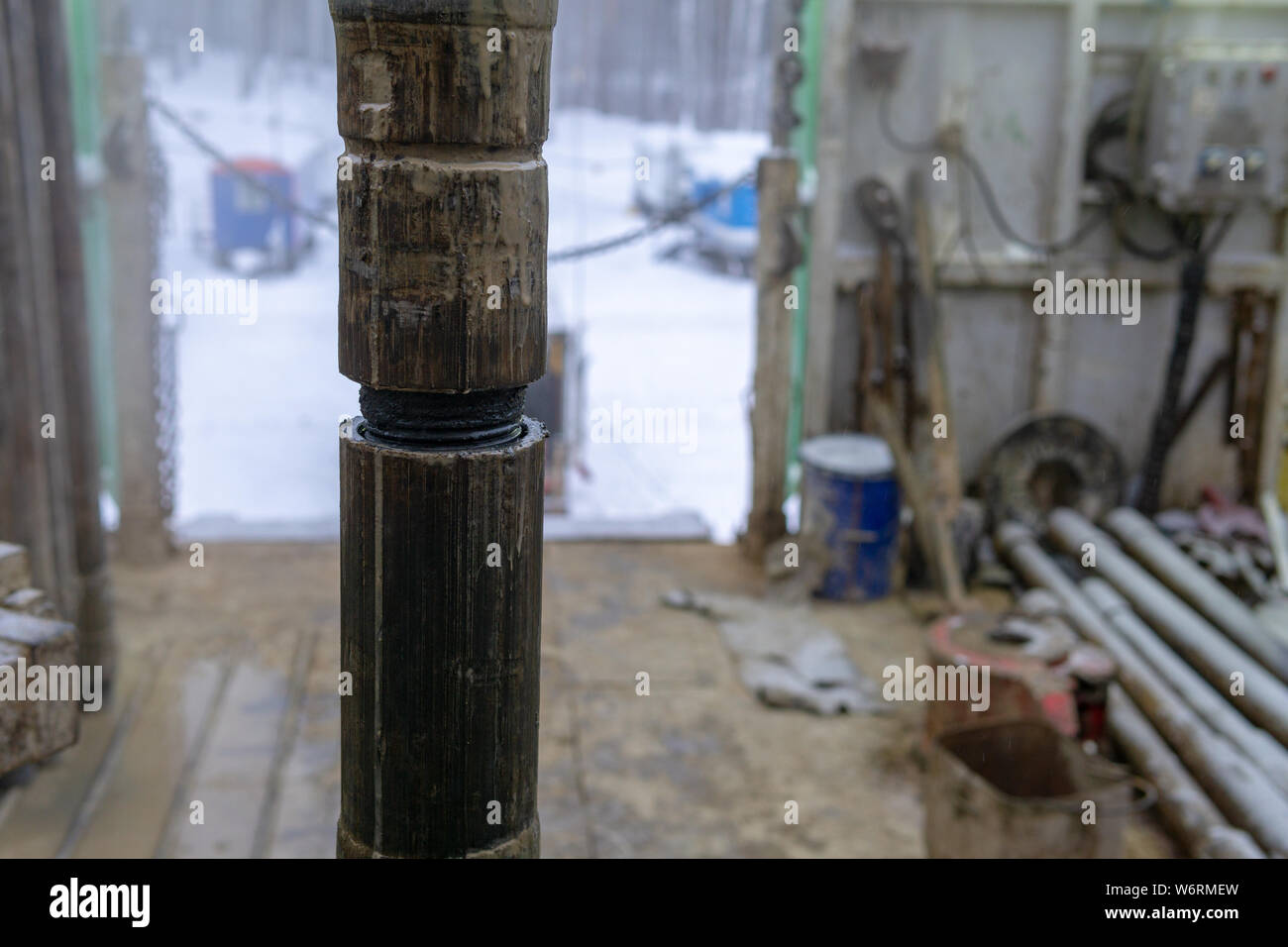 Offshore oil rig worker prepare tool and equipment for perforation oil