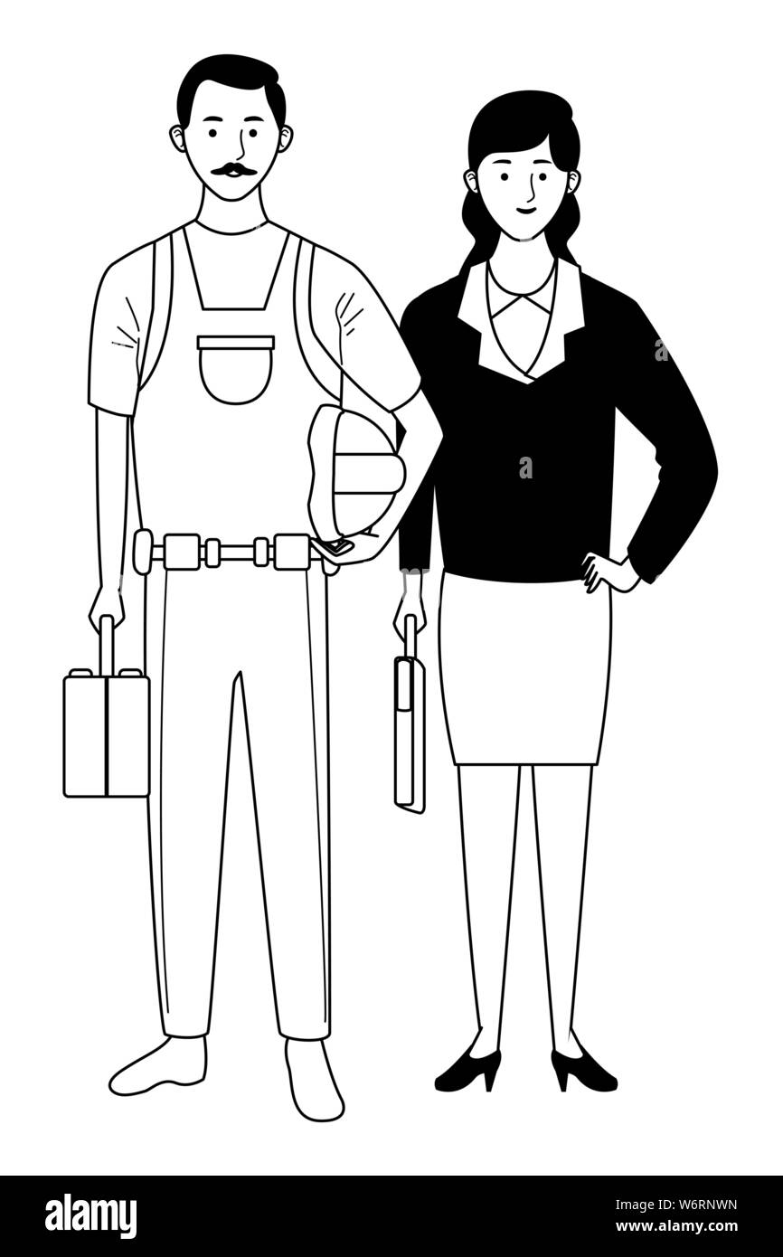 Industrial workers cartoon Black and White Stock Photos & Images - Alamy