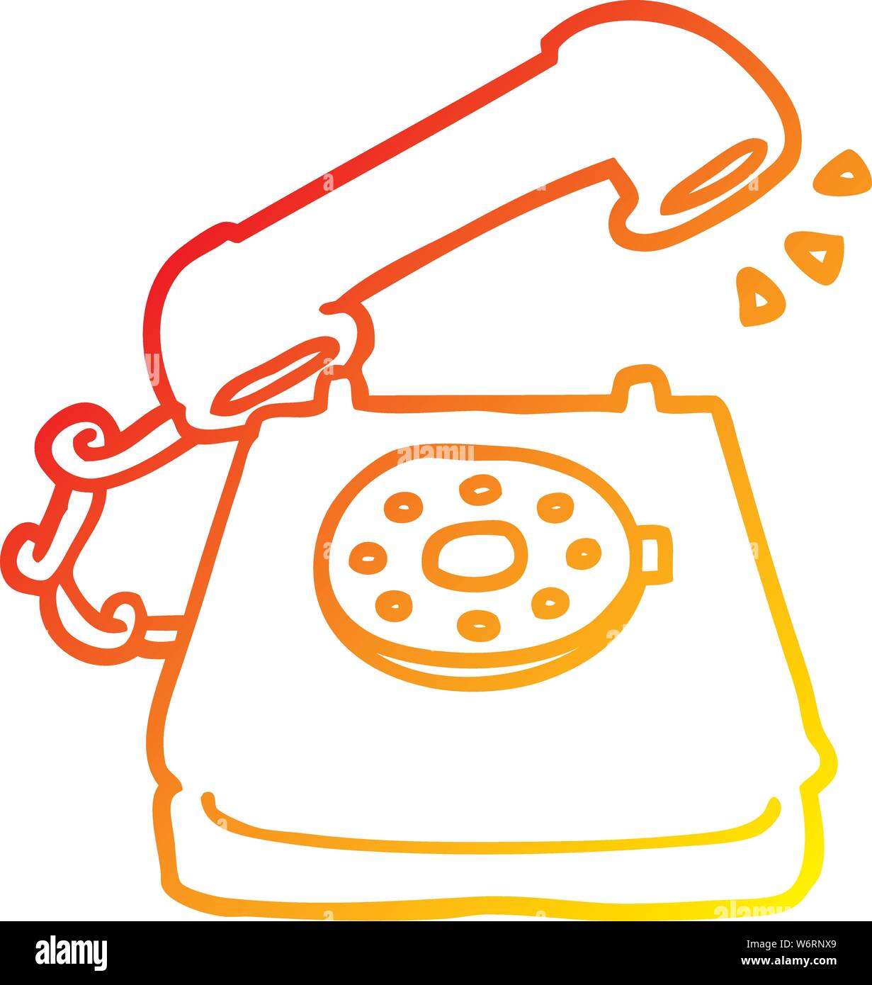 warm gradient line drawing of a cartoon ringing telephone Stock Vector ...