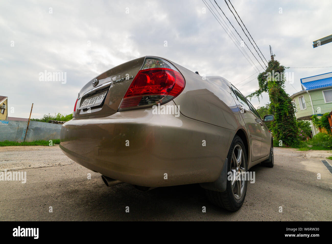 Russia, Rostov on Don, August 02, 2019. Private car Toyota Camry 30 parking parked on street near the garage. Stock Photo