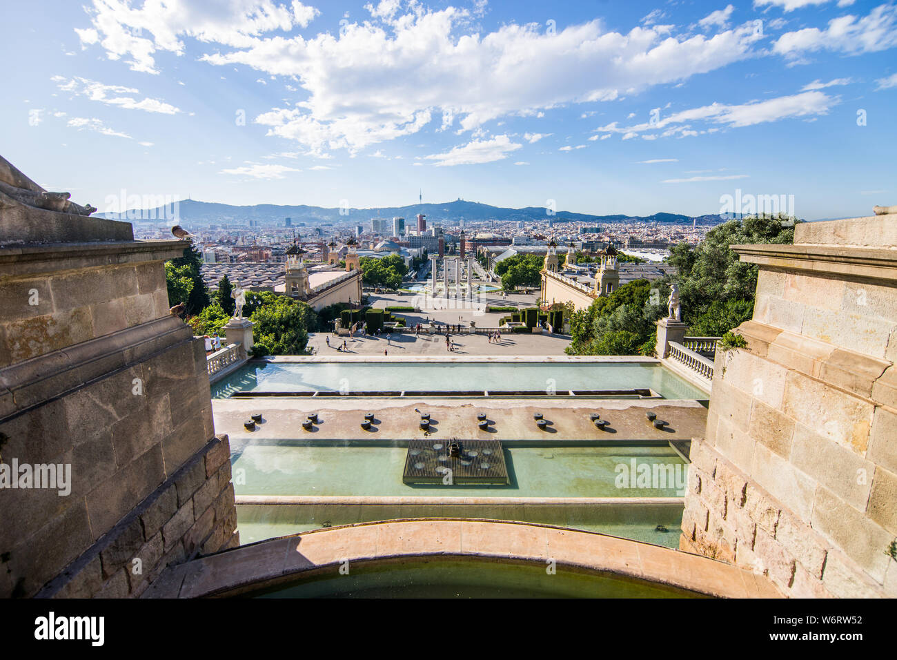 Viewpoint from Montjuic Palace Stock Photo