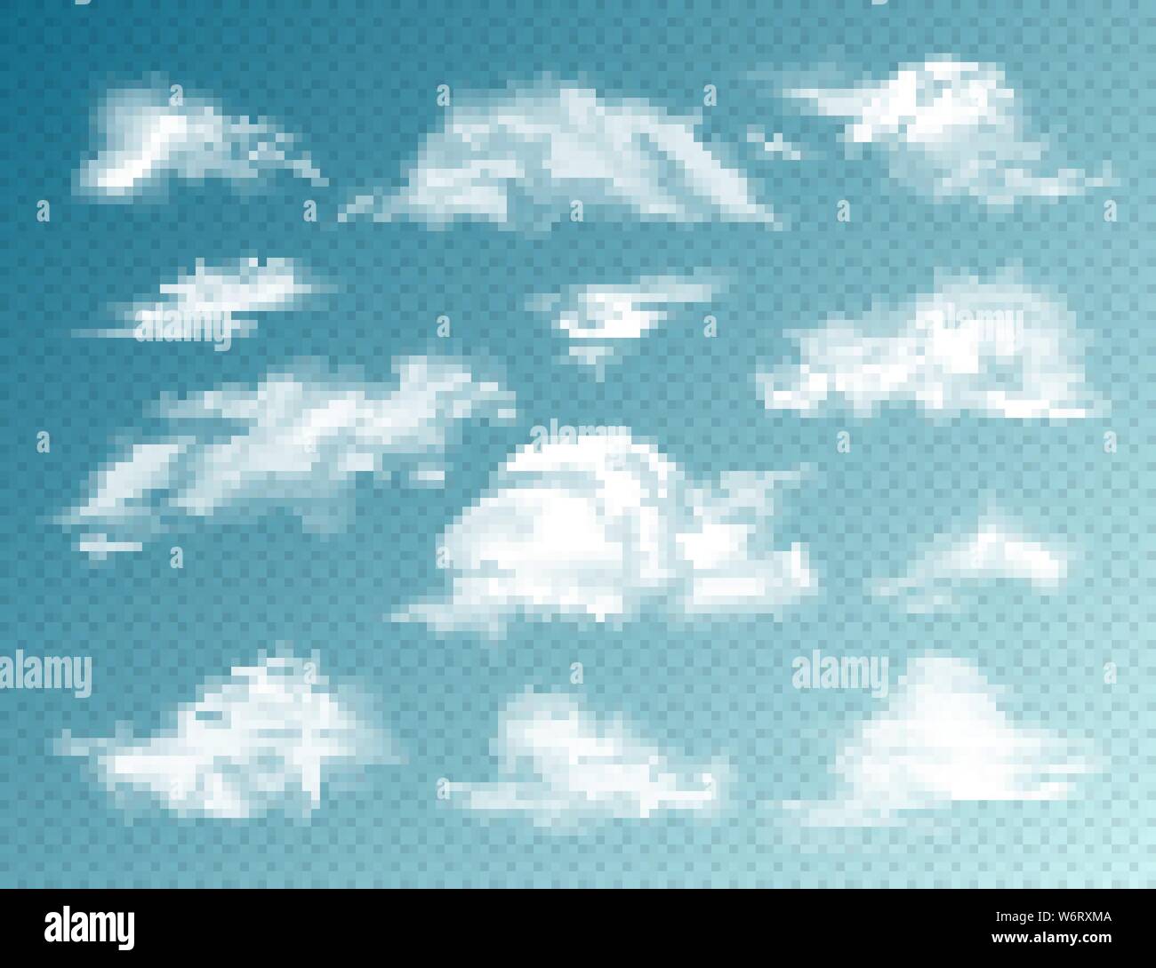 Realistic Clouds Set. Isolated Cloud on Transparent Background. Sky ...