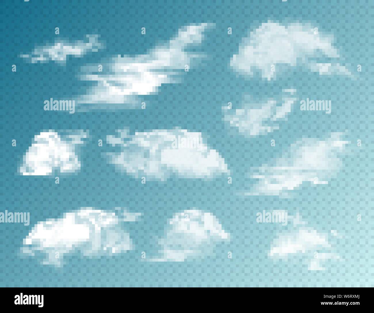 Realistic Clouds Set. Isolated Cloud on Transparent Background. Sky ...