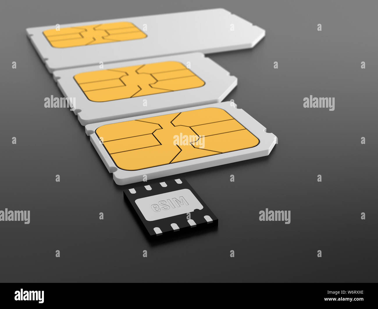 eSIM and SIM cards, illustration. Stock Photo